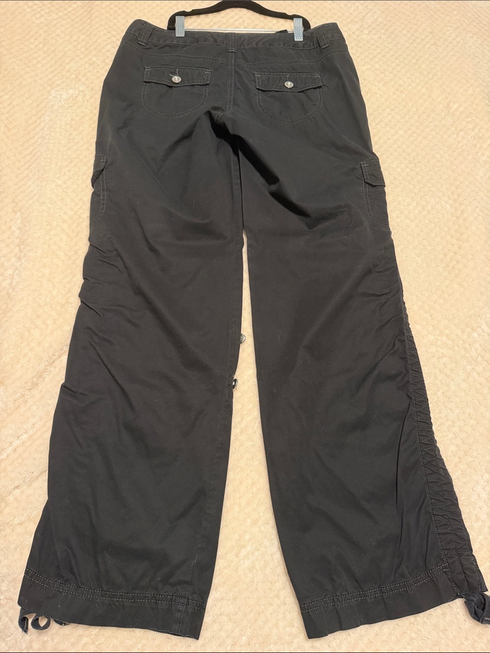 Express Black Straight Leg Cargo Pants with Rhinestone Butterfly Accent - Picture 5 of 6